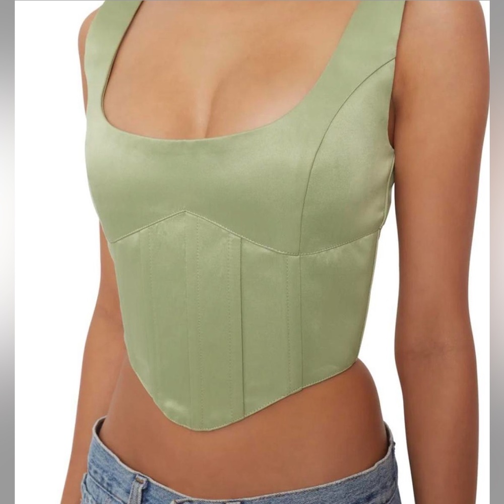 Danielle Guizo Satin Lace-Up Bustier Corset Top